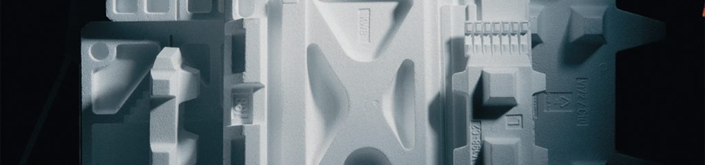 Eine Nahaufnahme eines weißen Styropors verpackungsmöglichkeiten
